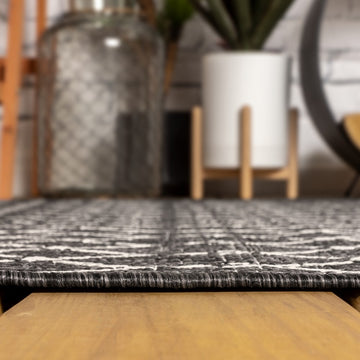 Ourika Moroccan Geometric Textured Weave Indoor/outdoor Square Rug